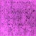 Square Machine Washable Oriental Pink Industrial Rug, wshurb1353pnk