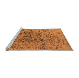 Sideview of Machine Washable Oriental Orange Industrial Area Rugs, wshurb1353org