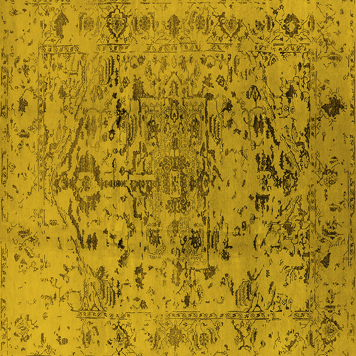 Square Machine Washable Oriental Yellow Industrial Rug, wshurb1353yw