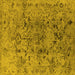 Square Machine Washable Oriental Yellow Industrial Rug, wshurb1353yw