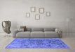 Machine Washable Oriental Blue Industrial Rug in a Living Room, wshurb1353blu