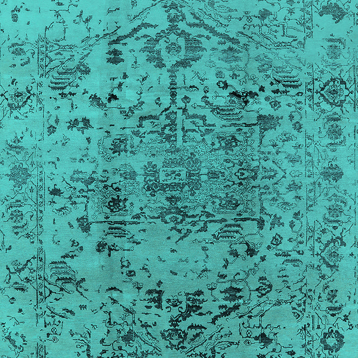 Machine Washable Oriental Turquoise Industrial Area Rugs, wshurb1353turq