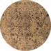 Round Oriental Brown Industrial Rug, urb1353brn