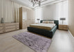 Mid-Century Modern Purple Oriental Rug in a Bedroom, urb1353