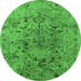 Round Oriental Green Industrial Rug, urb1353grn