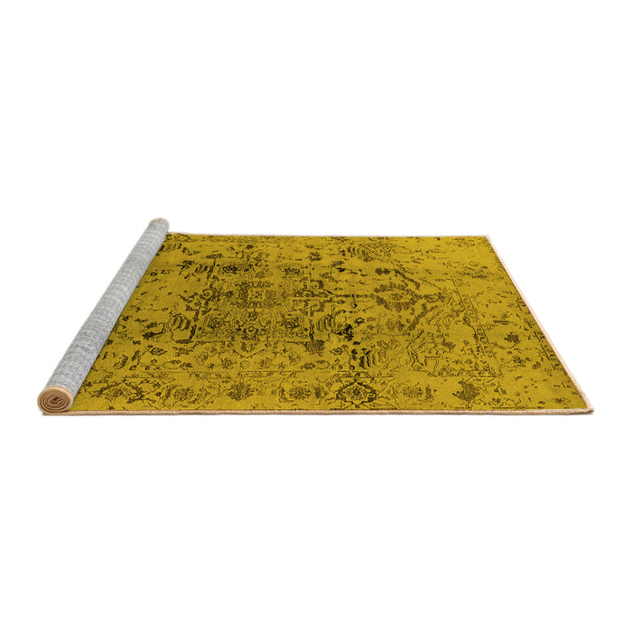 Sideview of Machine Washable Oriental Yellow Industrial Rug, wshurb1353yw
