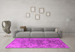 Machine Washable Oriental Pink Industrial Rug in a Living Room, wshurb1353pnk