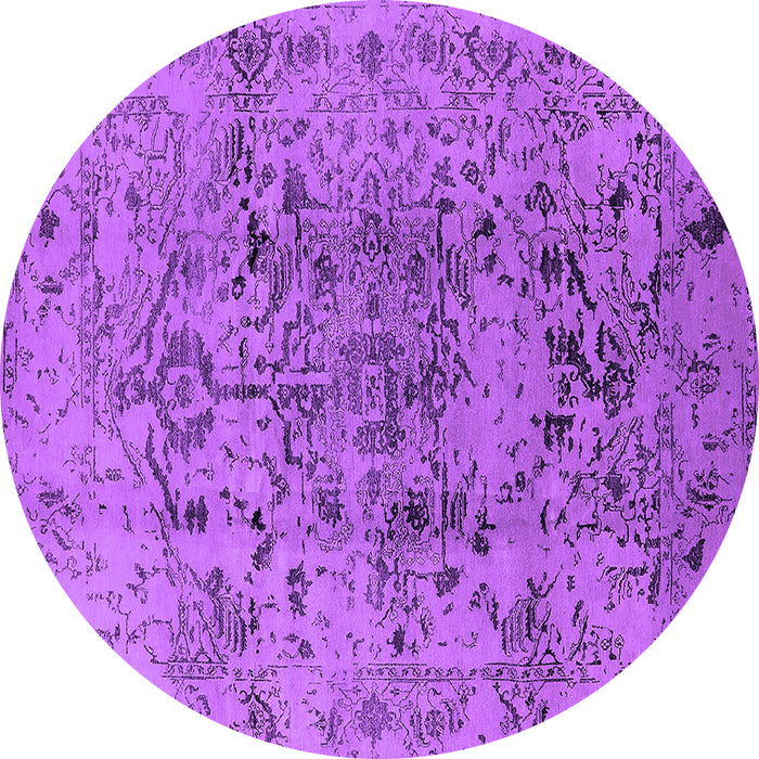 Round Machine Washable Oriental Purple Industrial Area Rugs, wshurb1353pur