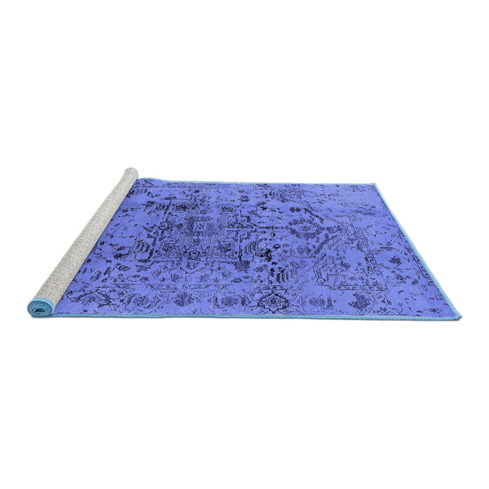 Sideview of Machine Washable Oriental Blue Industrial Rug, wshurb1353blu