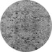 Round Machine Washable Oriental Gray Industrial Rug, wshurb1353gry