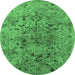 Round Oriental Emerald Green Industrial Rug, urb1353emgrn