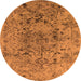 Round Machine Washable Oriental Orange Industrial Area Rugs, wshurb1353org