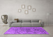 Machine Washable Oriental Purple Industrial Area Rugs in a Living Room, wshurb1353pur