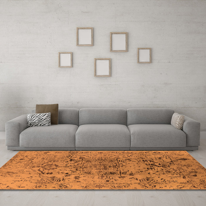 Machine Washable Oriental Orange Industrial Area Rugs in a Living Room, wshurb1353org