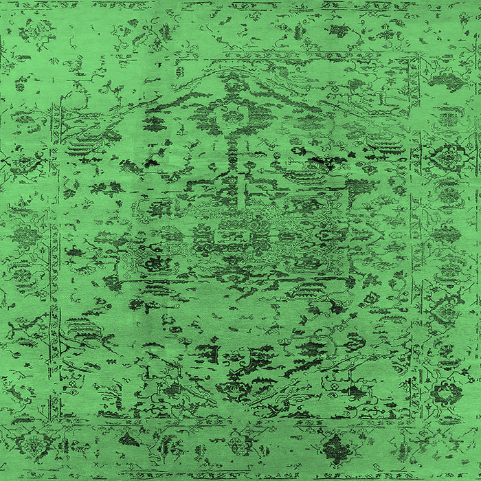 Square Oriental Emerald Green Industrial Rug, urb1353emgrn