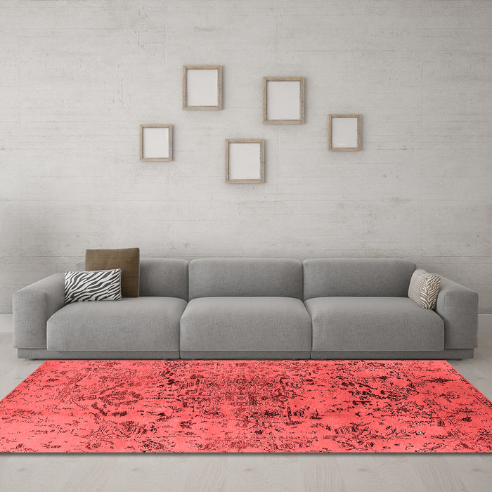 Industrial Red Washable Rugs