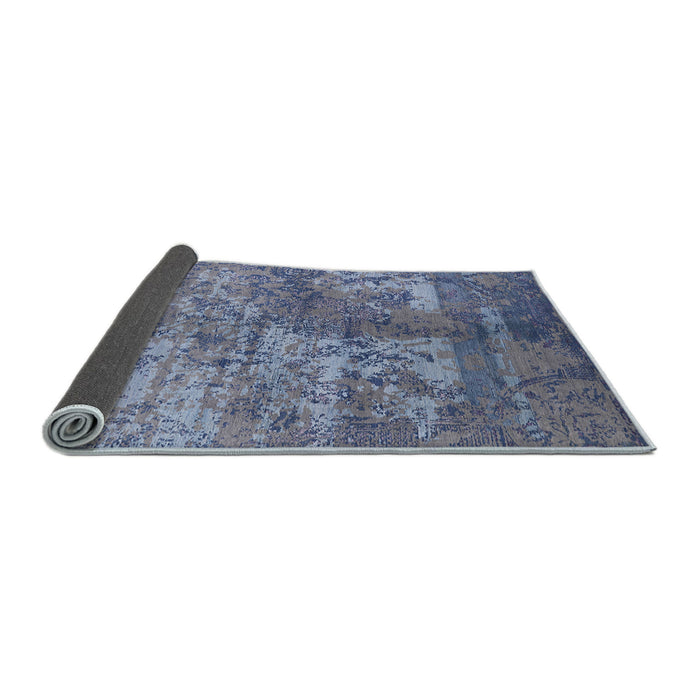 Sideview of Mid-Century Modern Azure Blue Oriental Rug, urb1354