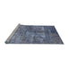 Sideview of Machine Washable Industrial Modern Azure Blue Rug, wshurb1354