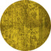 Round Oriental Yellow Industrial Rug, urb1354yw