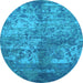 Round Oriental Light Blue Industrial Rug, urb1354lblu