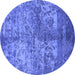 Round Oriental Blue Industrial Rug, urb1354blu