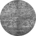 Round Oriental Gray Industrial Rug, urb1354gry