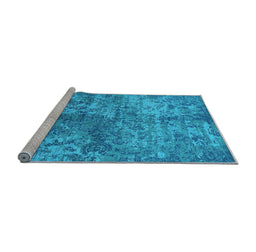 Sideview of Machine Washable Oriental Light Blue Industrial Rug, wshurb1354lblu