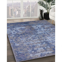 Mid-Century Modern Azure Blue Oriental Rug, urb1354