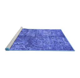 Sideview of Machine Washable Oriental Blue Industrial Rug, wshurb1354blu