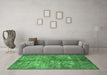 Machine Washable Oriental Emerald Green Industrial Area Rugs in a Living Room,, wshurb1354emgrn