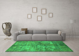 Machine Washable Oriental Green Industrial Area Rugs in a Living Room,, wshurb1354grn