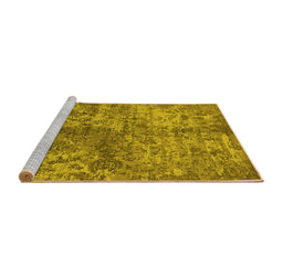 Sideview of Machine Washable Oriental Yellow Industrial Rug, wshurb1354yw