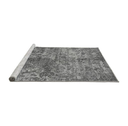 Sideview of Machine Washable Oriental Gray Industrial Rug, wshurb1354gry