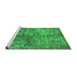 Sideview of Machine Washable Oriental Green Industrial Area Rugs, wshurb1354grn