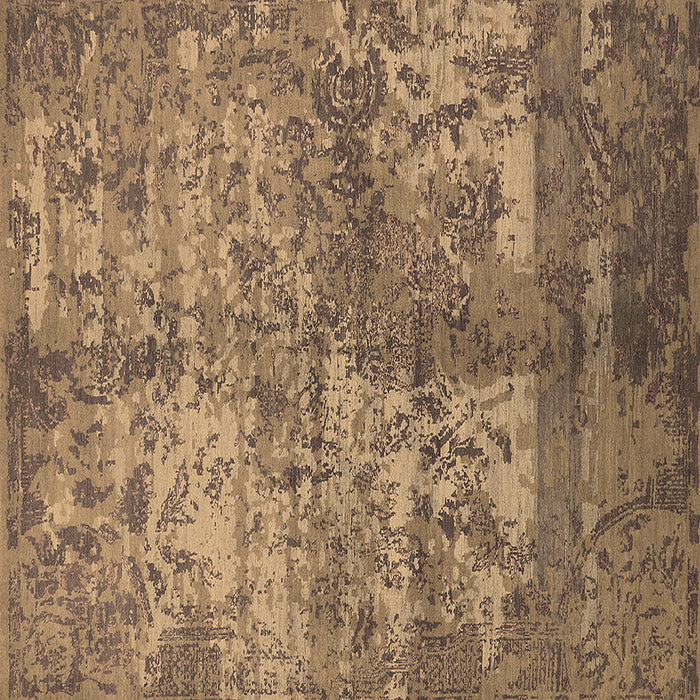 Square Machine Washable Oriental Brown Industrial Rug, wshurb1354brn
