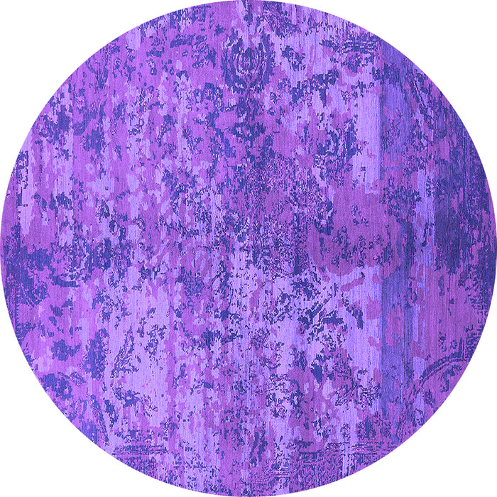 Round Machine Washable Oriental Purple Industrial Area Rugs, wshurb1354pur