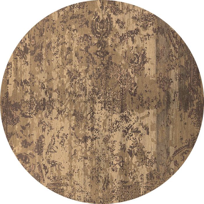 Round Machine Washable Oriental Brown Industrial Rug, wshurb1354brn