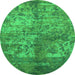 Round Oriental Green Industrial Rug, urb1354grn