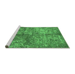Sideview of Machine Washable Oriental Emerald Green Industrial Area Rugs, wshurb1354emgrn