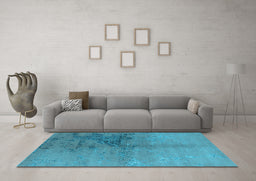 Machine Washable Oriental Light Blue Industrial Rug in a Living Room, wshurb1355lblu