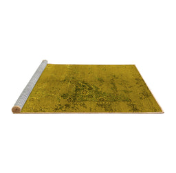 Sideview of Machine Washable Oriental Yellow Industrial Rug, wshurb1355yw