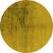 Round Oriental Yellow Industrial Rug, urb1355yw