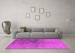 Machine Washable Oriental Pink Industrial Rug in a Living Room, wshurb1355pnk