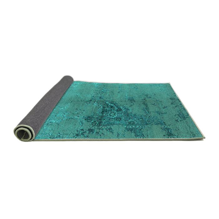 Sideview of Oriental Turquoise Industrial Rug, urb1355turq