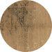 Round Oriental Brown Industrial Rug, urb1355brn