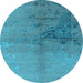 Round Oriental Light Blue Industrial Rug, urb1355lblu