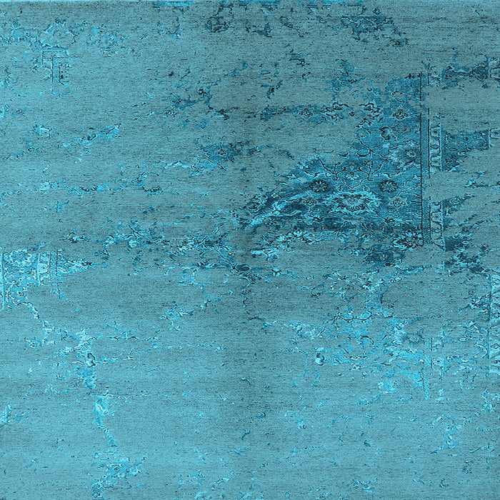 Square Machine Washable Oriental Light Blue Industrial Rug, wshurb1355lblu