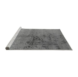 Sideview of Machine Washable Oriental Gray Industrial Rug, wshurb1355gry