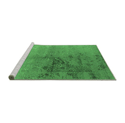 Sideview of Machine Washable Oriental Emerald Green Industrial Area Rugs, wshurb1355emgrn