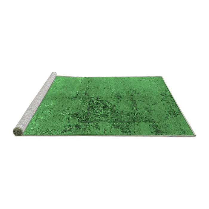 Sideview of Machine Washable Oriental Emerald Green Industrial Area Rugs, wshurb1355emgrn